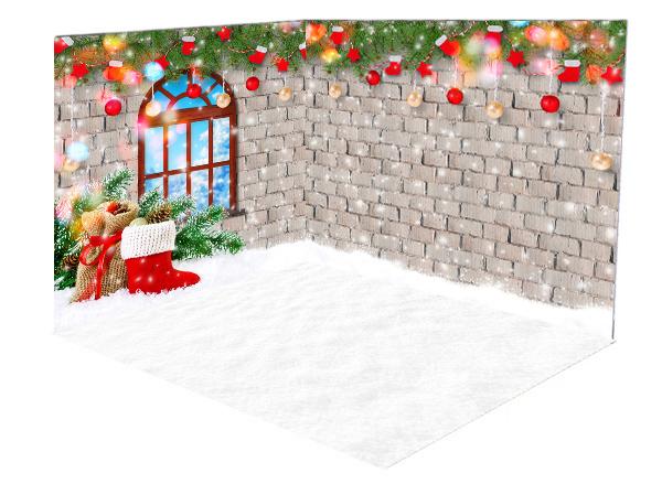 Kate Christmas Decorations Socks Snow Window room set - Kate Backdrop AU