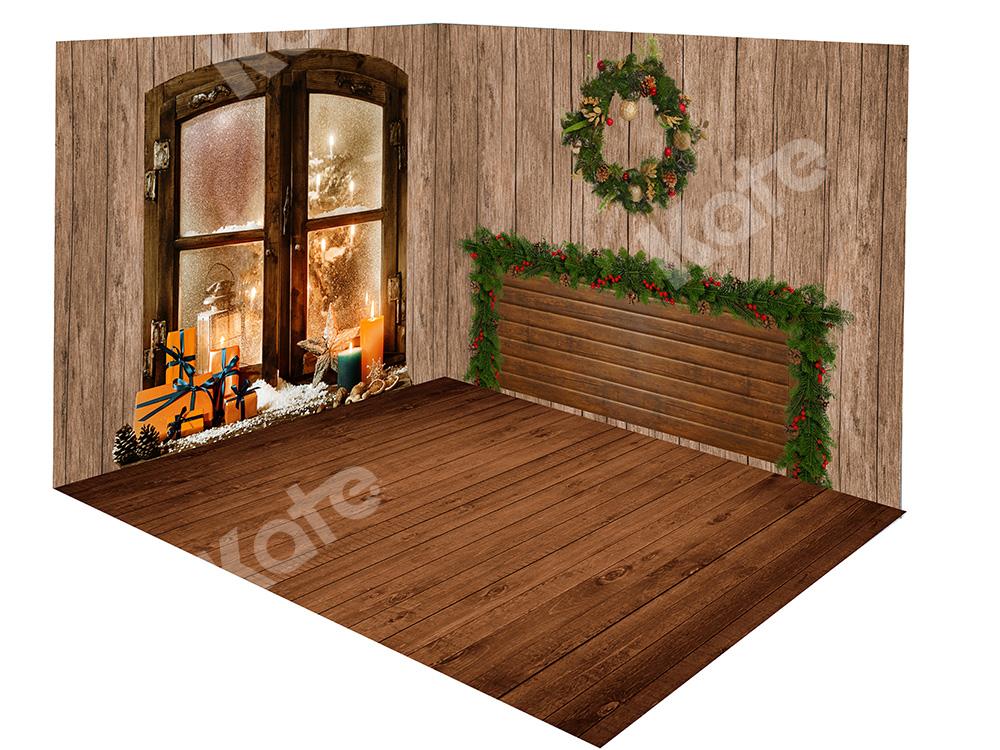 Kate Christmas Wood Indoor Backdrop Room Set