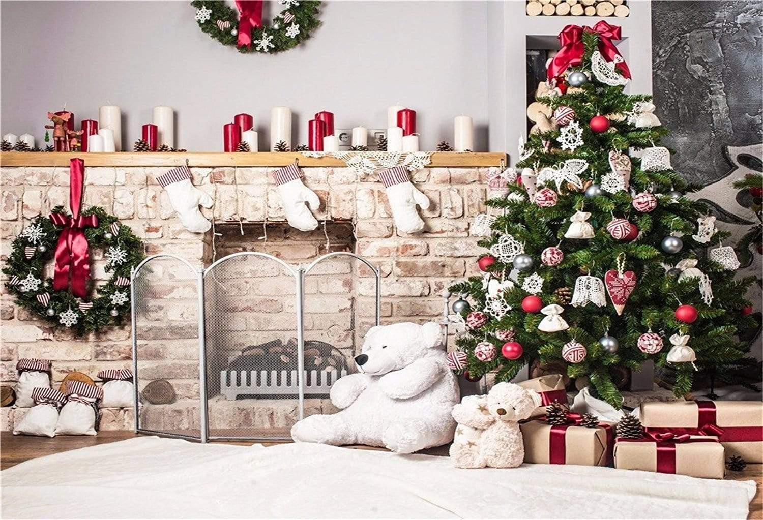Katebackdrop£ºKate Tree Gift White Wall Backdrop for Christmas Photography