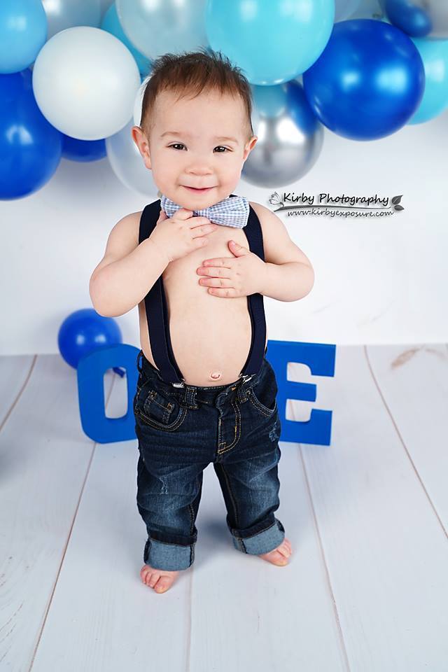 Kate Birchy Blue Balloons First Birthday Backdrop Designed by Arica Kirby - Kate Backdrop AU