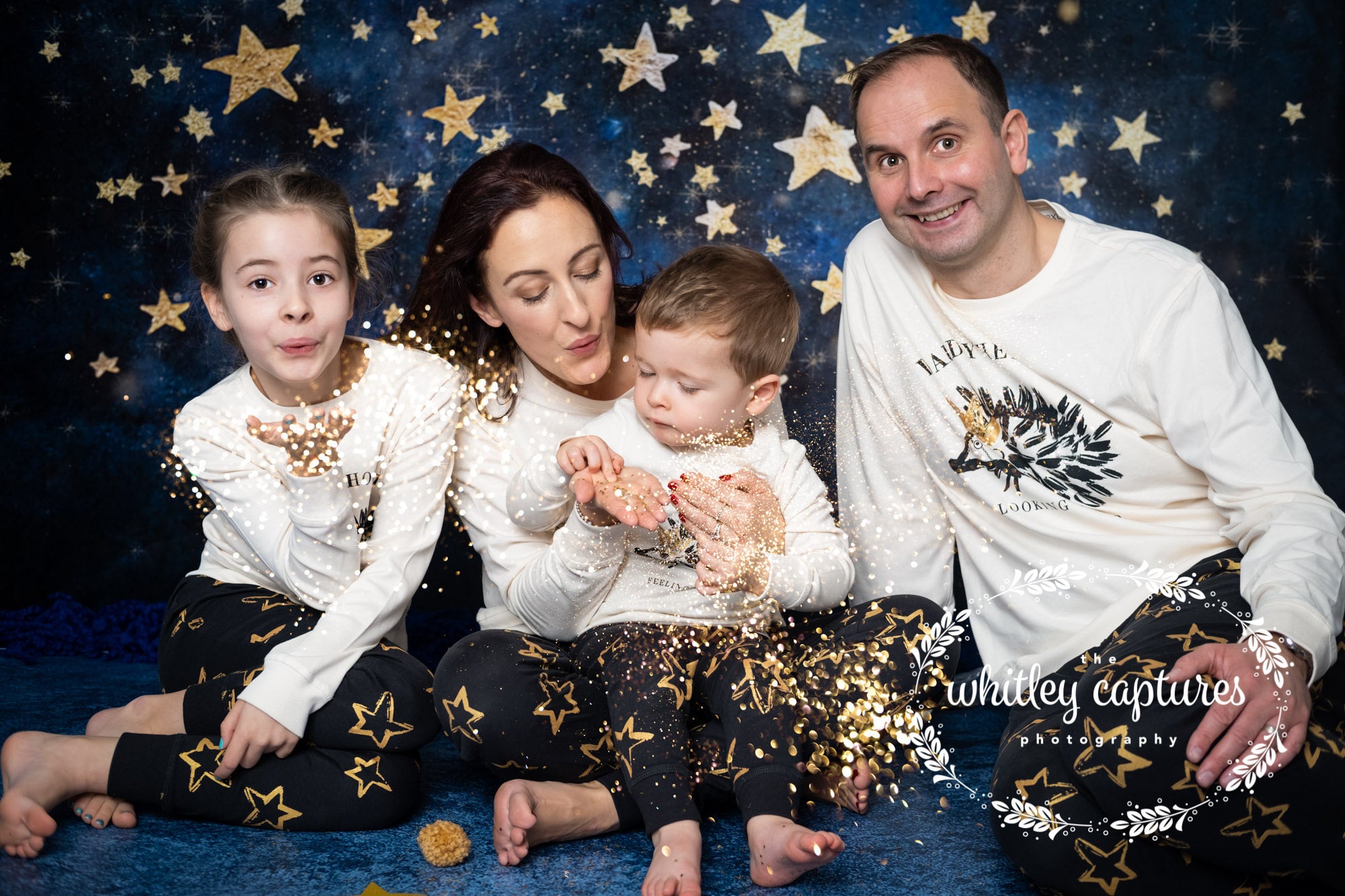 Kate Night Sky with Gold Stars Children Birthday Backdrop for Photography Designed by Mandy Ringe Photography