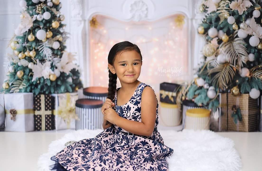 Kate Christmas White Room Pinetrees Gifts Fireplace Decoration Backdrop for Photography - Kate Backdrop AU
