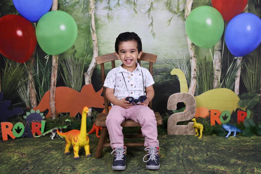 Kate Rainforest Wonderland with Dinosaur Balloons Backdrop - Kate Backdrop AU