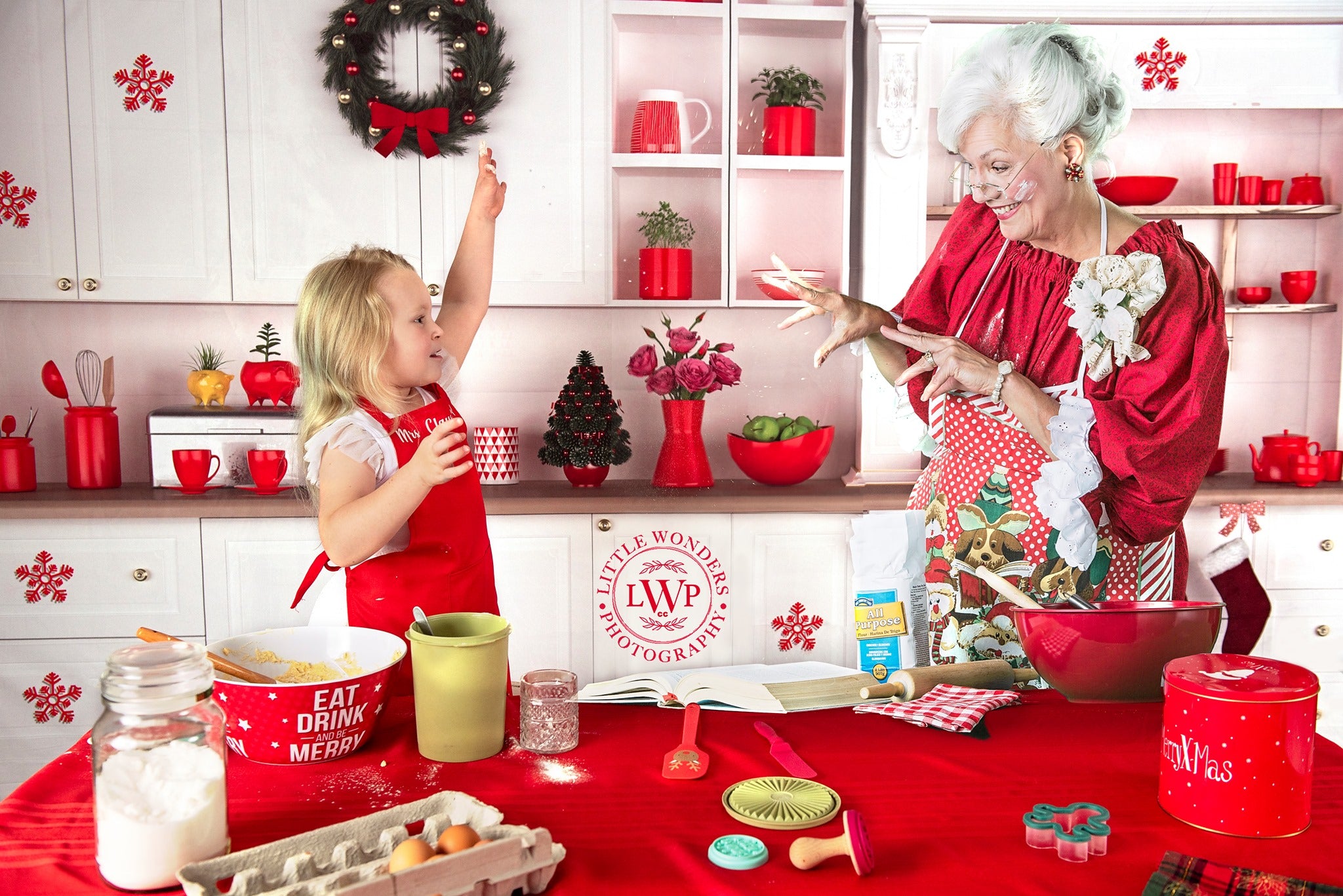 Kate White Christmas Kitchen Backdrop for Photography