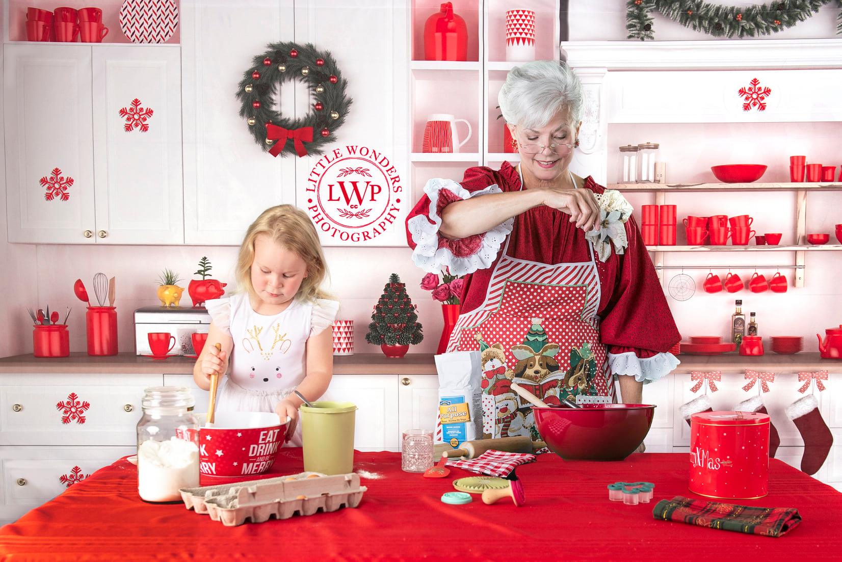 Kate White Christmas Kitchen Backdrop for Photography - Kate Backdrop AU