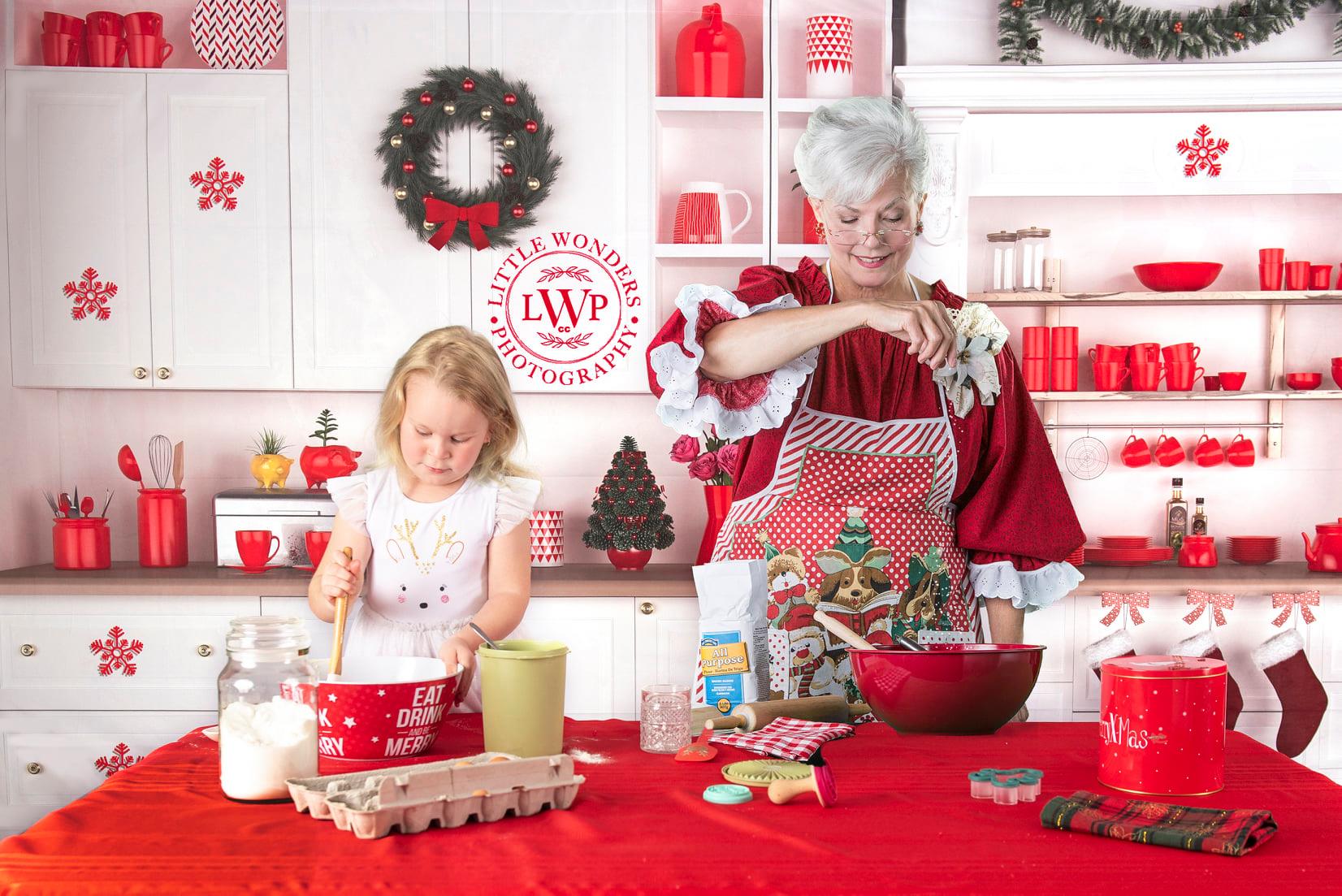 Kate White Christmas Kitchen Backdrop for Photography