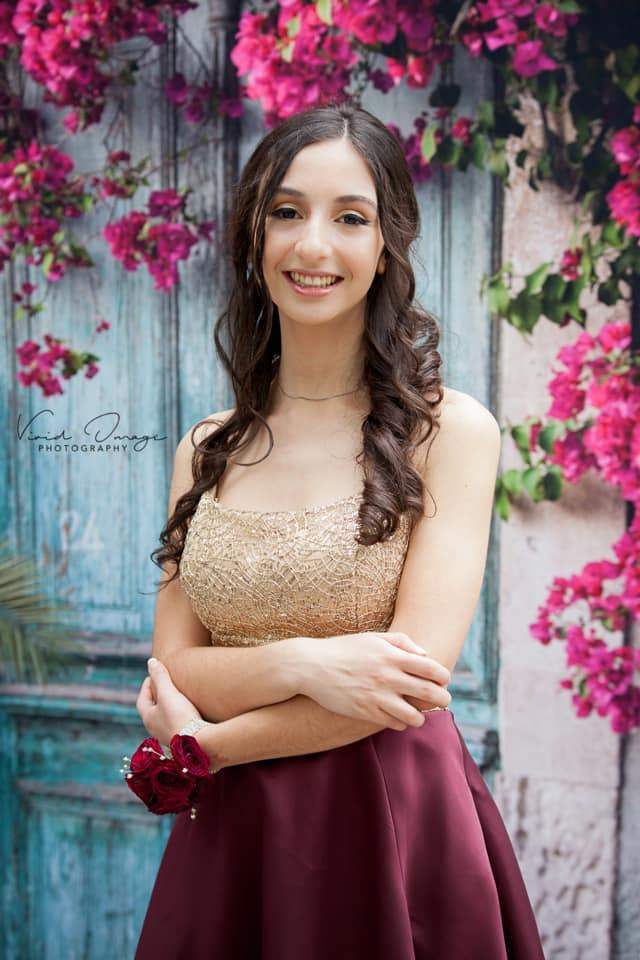 Kate Blue Door Red Floral Scenery Concrete Backdrops - Kate Backdrop AU