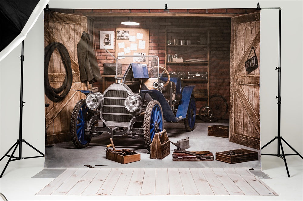 Kate Garage Car Workshop Backdrops for Boy - Kate Backdrop AU