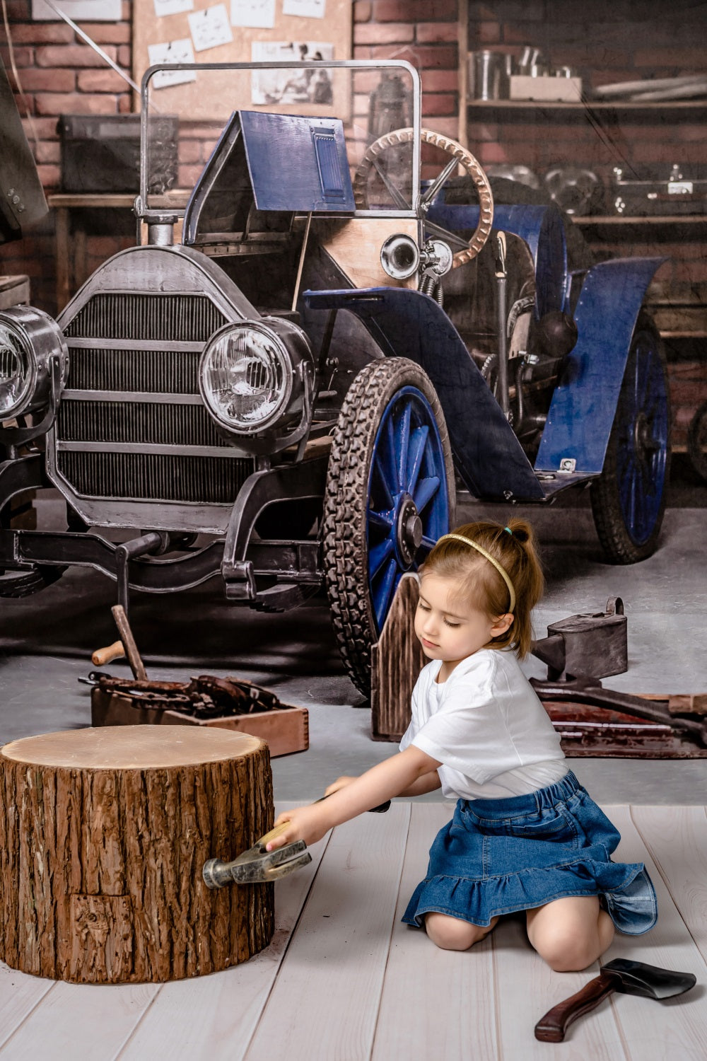 Kate Garage Car Workshop Backdrops for Boy - Kate Backdrop AU