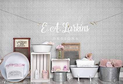 Kate Summer Baby Girl Bath Time Backdrop for Photography Designed by Erin Larkins