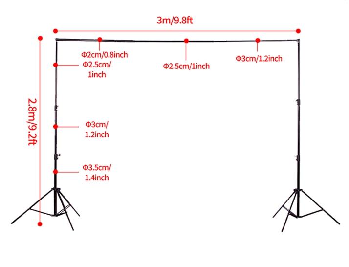 Kate 3x2.8m Frame Kit both for Fabric Backdrop and Double-side Pop-up backdrop( including 4 fish mouth clips + 4 stretch clips + E vigorous clip) AU