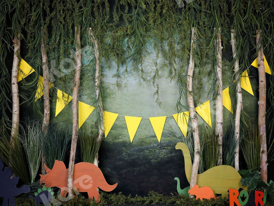Kate Rainforest Wonderland with Dinosaur Decoration Backdrop - Kate Backdrop AU