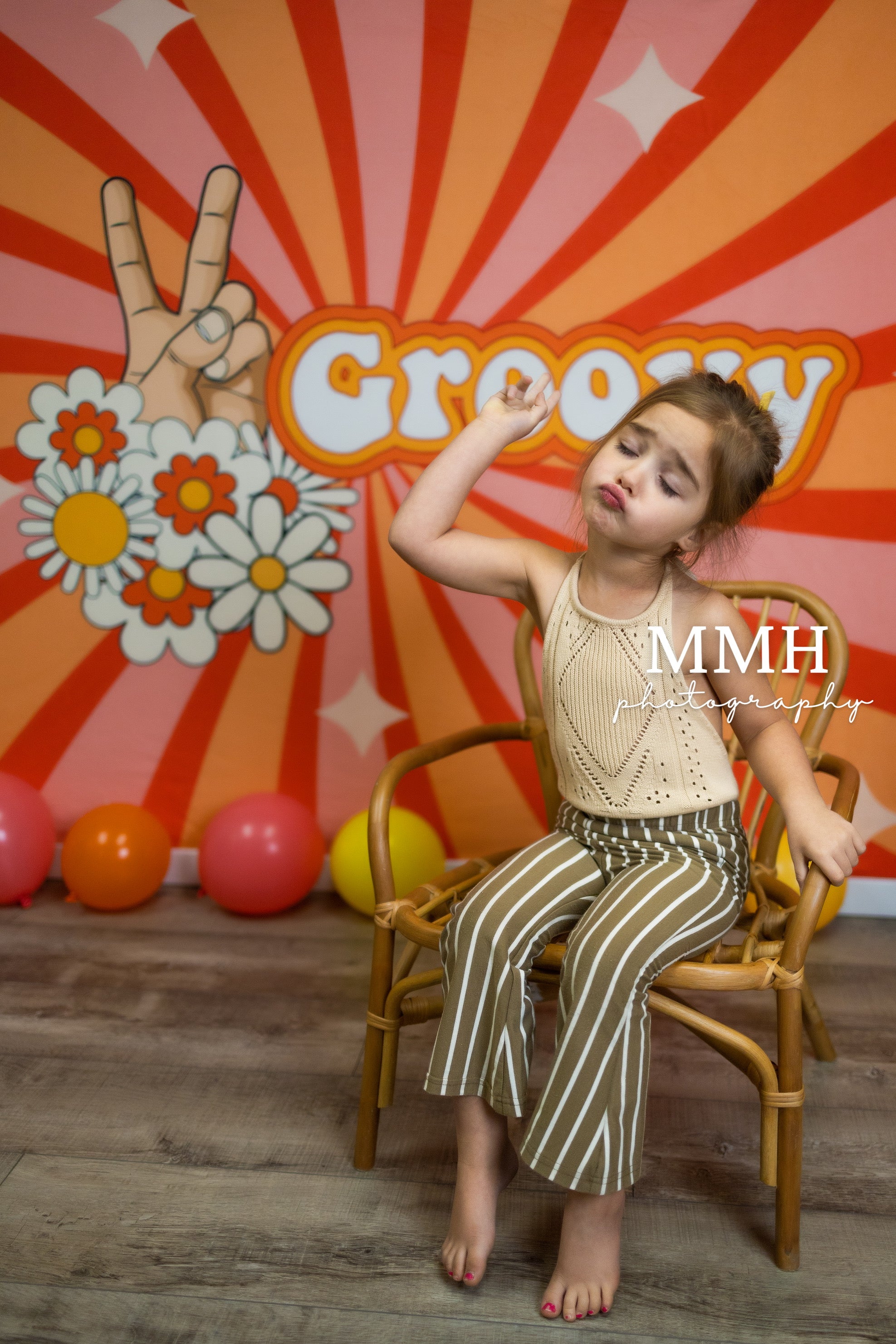 Kate 2 Groovy Backdrop 2nd Birthday Peace Flower Designed by Melissa McCraw-Hummer - Kate Backdrop AU