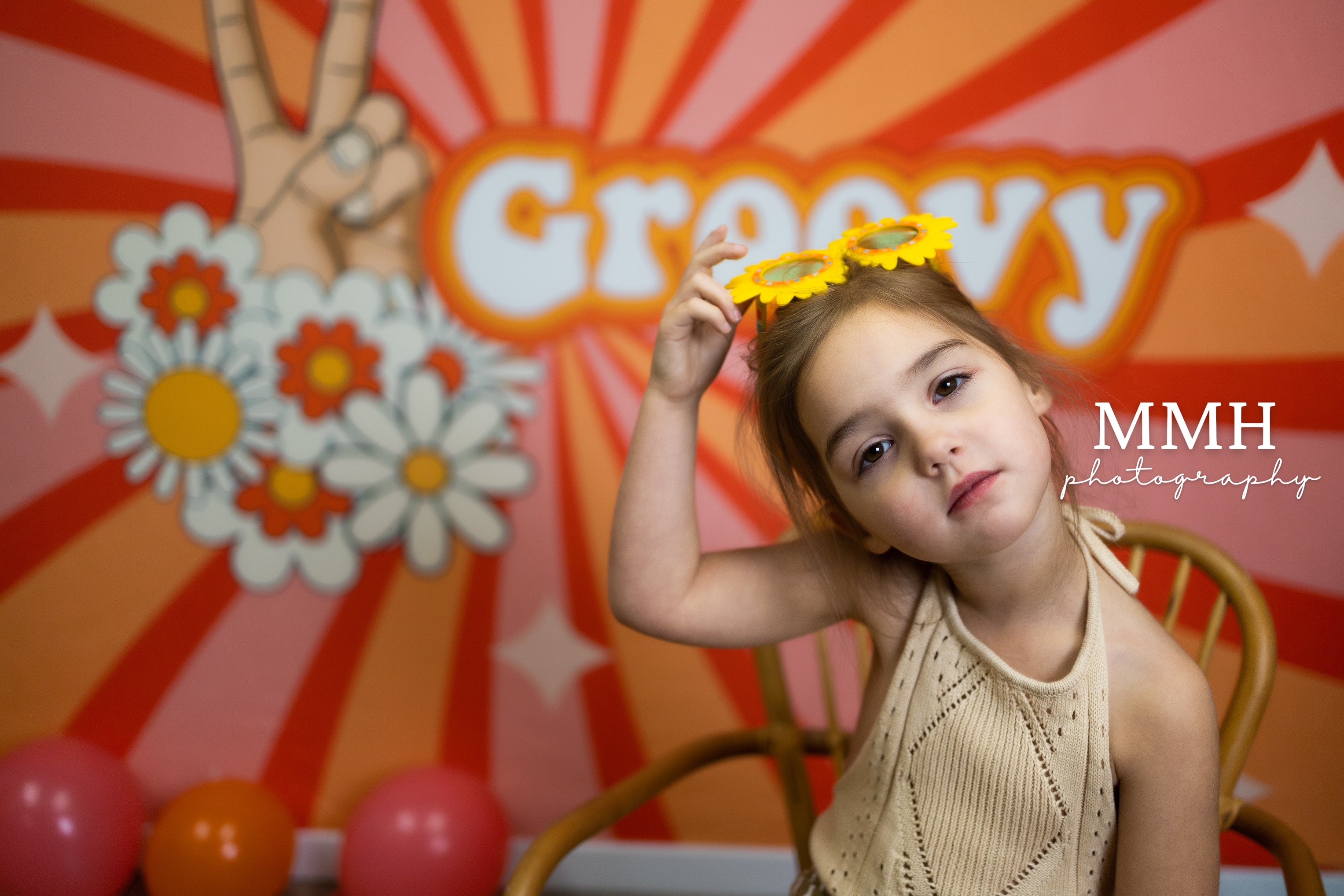 Kate 2 Groovy Backdrop 2nd Birthday Peace Flower Designed by Melissa McCraw-Hummer - Kate Backdrop AU