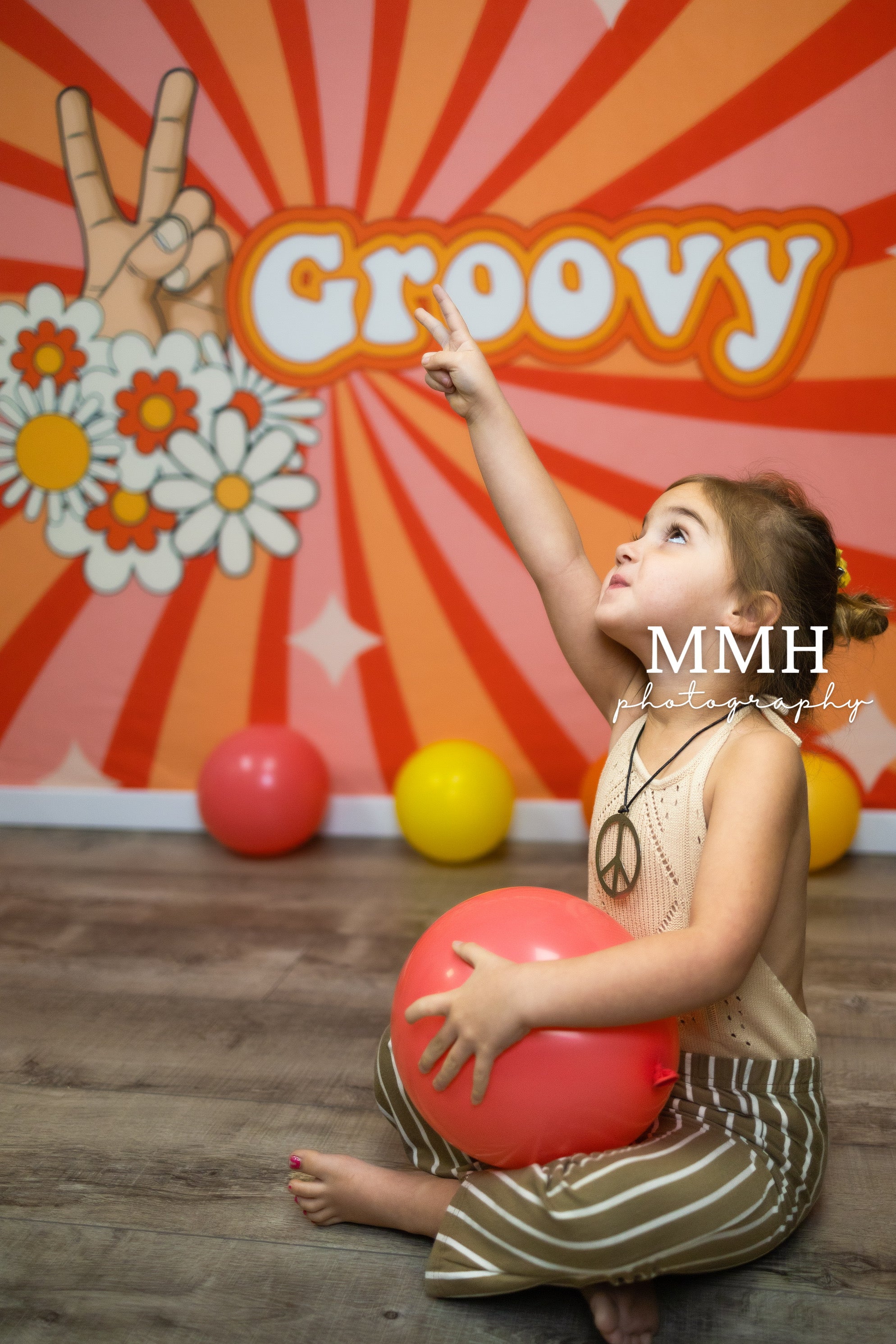 Kate 2 Groovy Backdrop 2nd Birthday Peace Flower Designed by Melissa McCraw-Hummer - Kate Backdrop AU