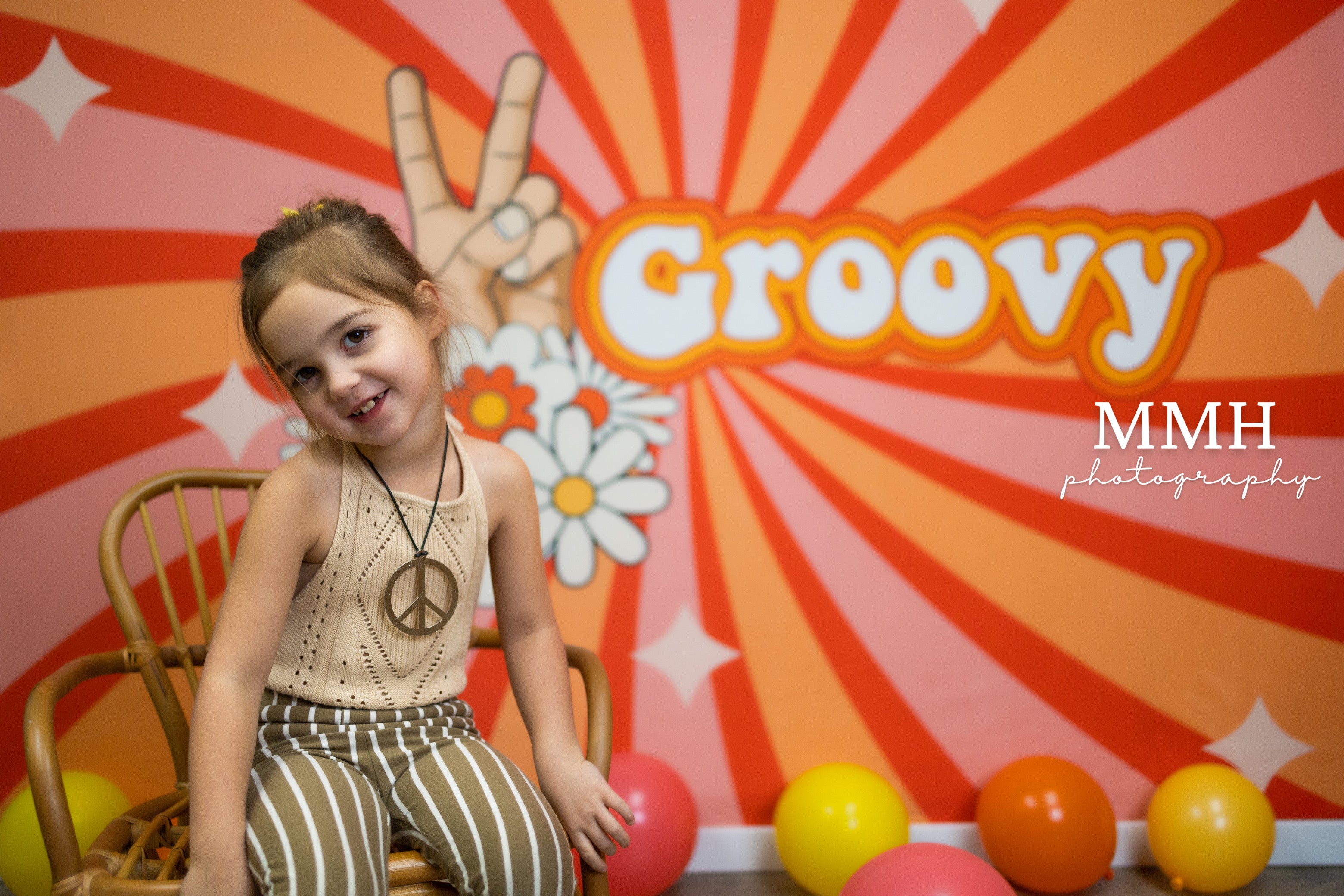 Kate 2 Groovy Backdrop 2nd Birthday Peace Flower Designed by Melissa McCraw-Hummer - Kate Backdrop AU