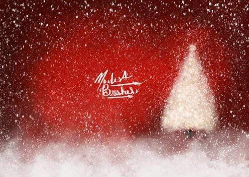 Kate Jolly Red White Snowy Christmas Backdrop Designed by Modest Brushes