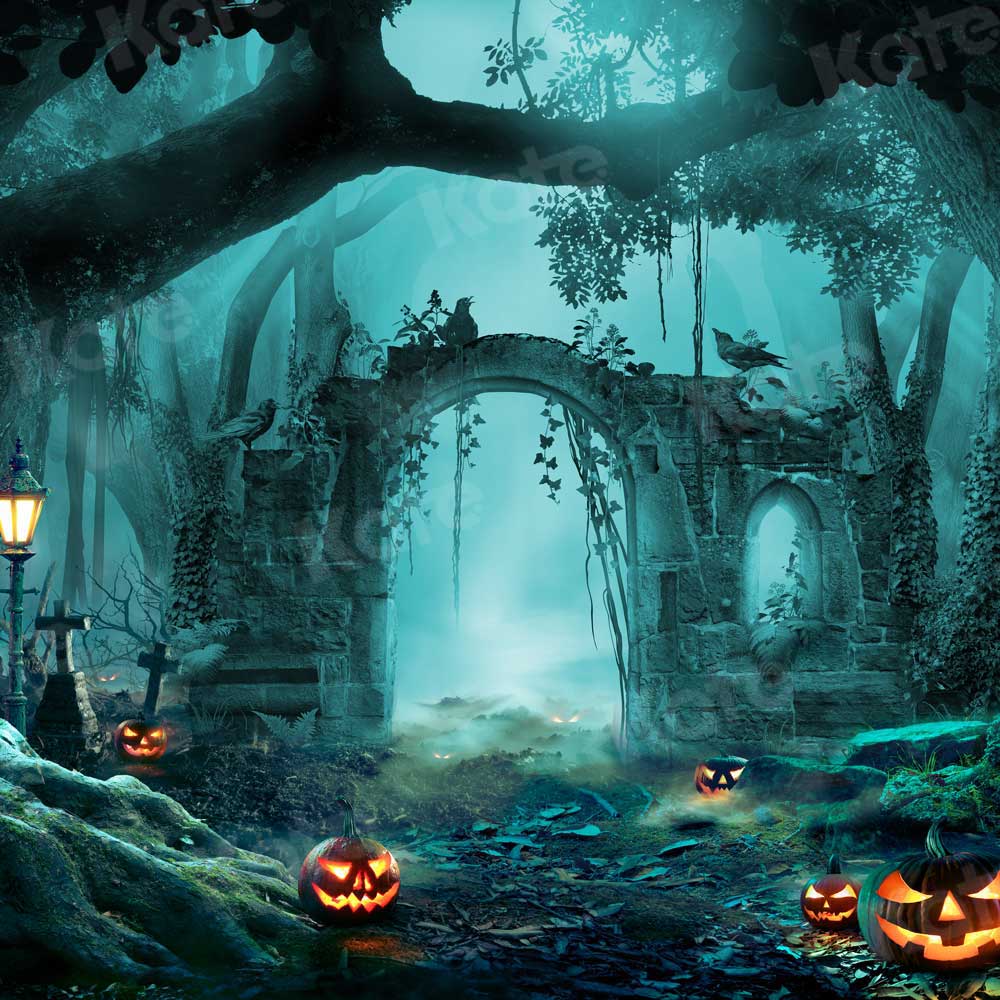 Kate Fall Pumpkin Backdrop Forest for Photography - Kate Backdrop AU