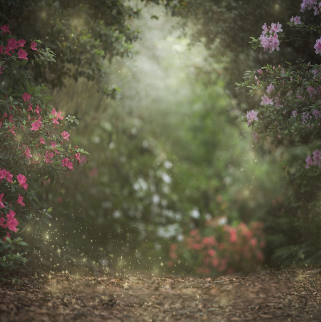 Kate Pink Floral Garden Fairy Lights spring Backdrop for Photography Designed by Pine Park Collection