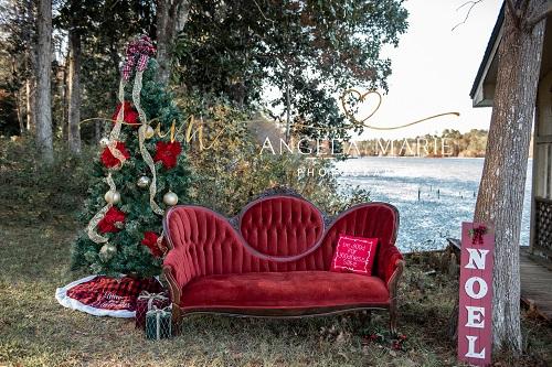Kate Outdoor Christmas Couch Backdrop Designed By Angela Marie Photography