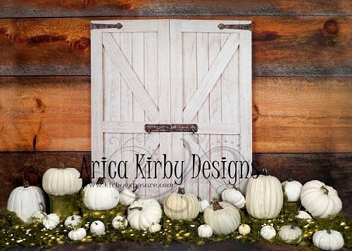 Kate Fall White Pumpkins Barn Door Backdrop Designed by Arica Kirby - Kate Backdrop AU