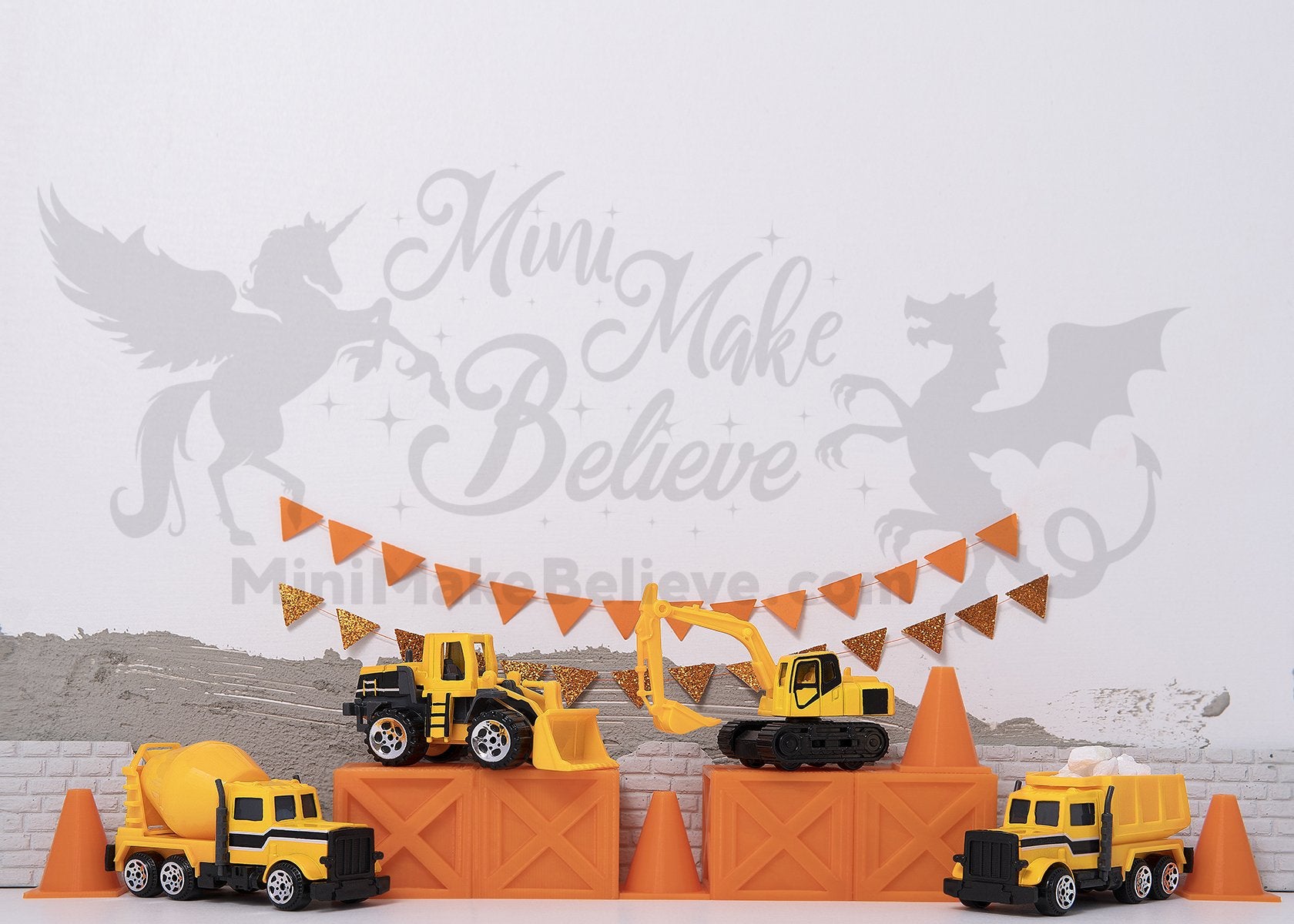 Kate Birthday Truck Construction Boy Backdrop Designed by Mini MakeBelieve - Kate Backdrop AU