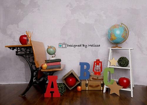 Kate Back to School Map Backdrop for Photography Designed by Melissa King - Kate Backdrop AU