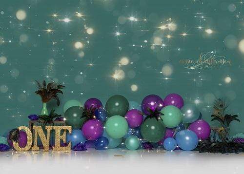 Kate 1st Birthday Balloons Bokeh Backdrop for Photography Designed by Cassie Christiansen Photography
