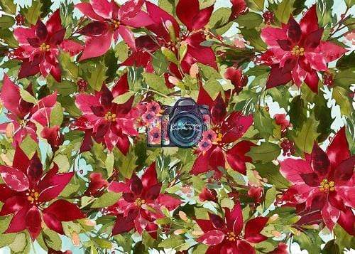 Kate Red Poinsettias Floral Backdrop for Photography Designed By Leann West