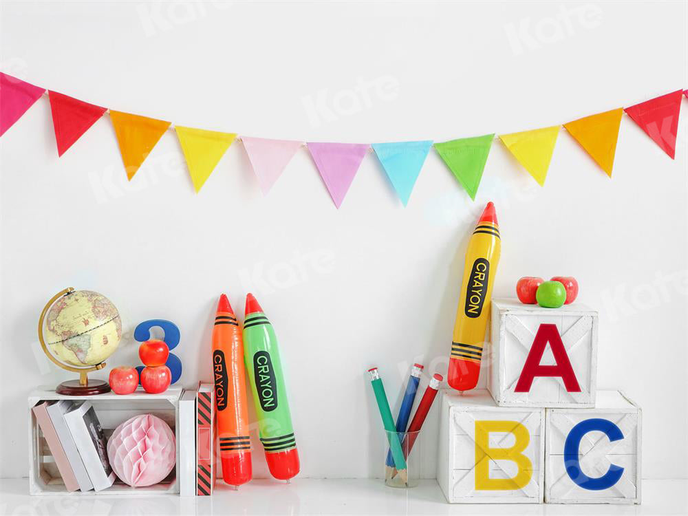 Kate Back to School Backdrop Crayon for Photography - Kate Backdrop AU