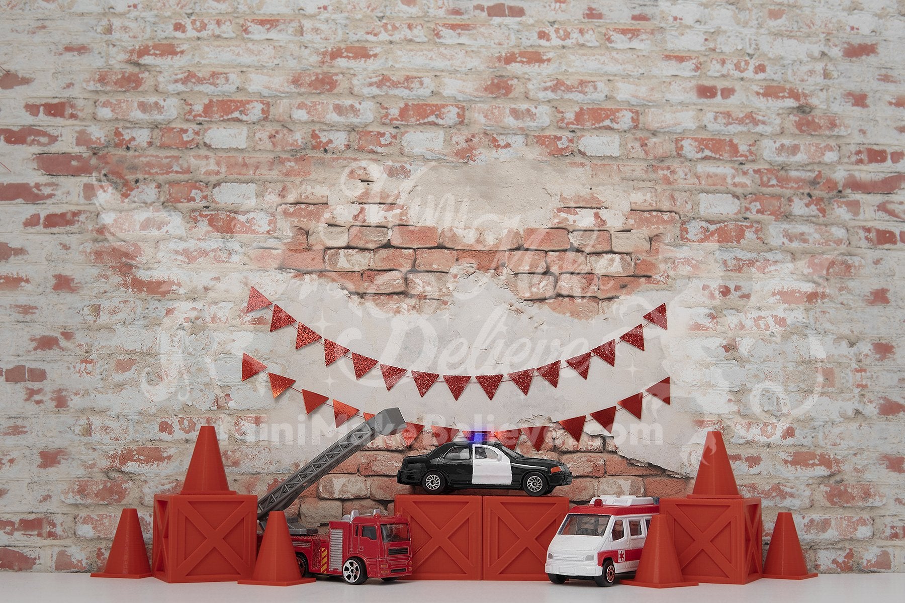 Kate Birthday Rescue Cars Boy Backdrop Designed by Mini MakeBelieve - Kate Backdrop AU