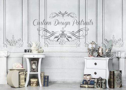 Kate White Vintage Wall with Dressing Table Backdrop for Photography Designed by Lisa Olson