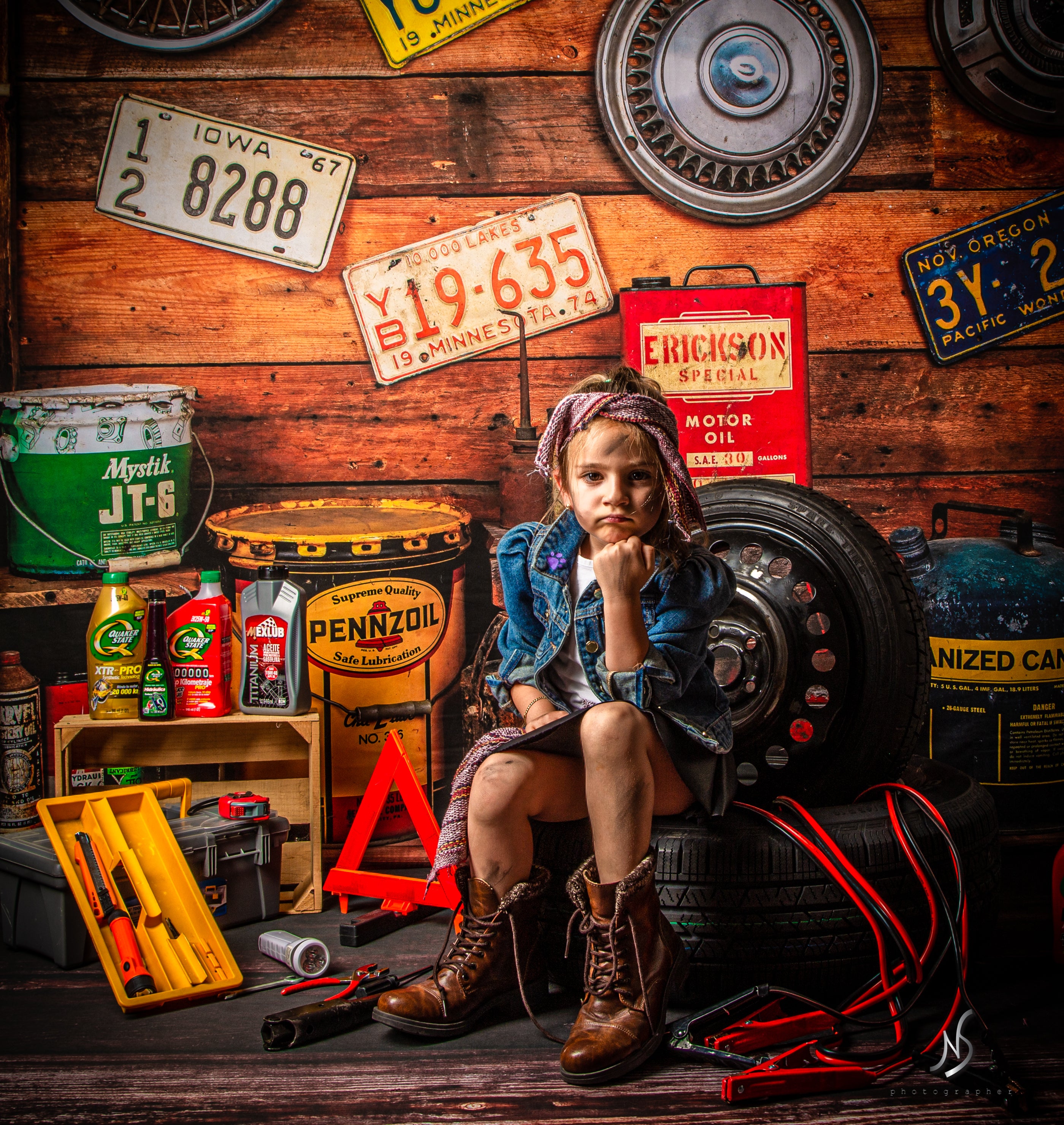 Kate Garage Boys/Father's Day Backdrop Designed by Arica Kirby - Kate Backdrop AU