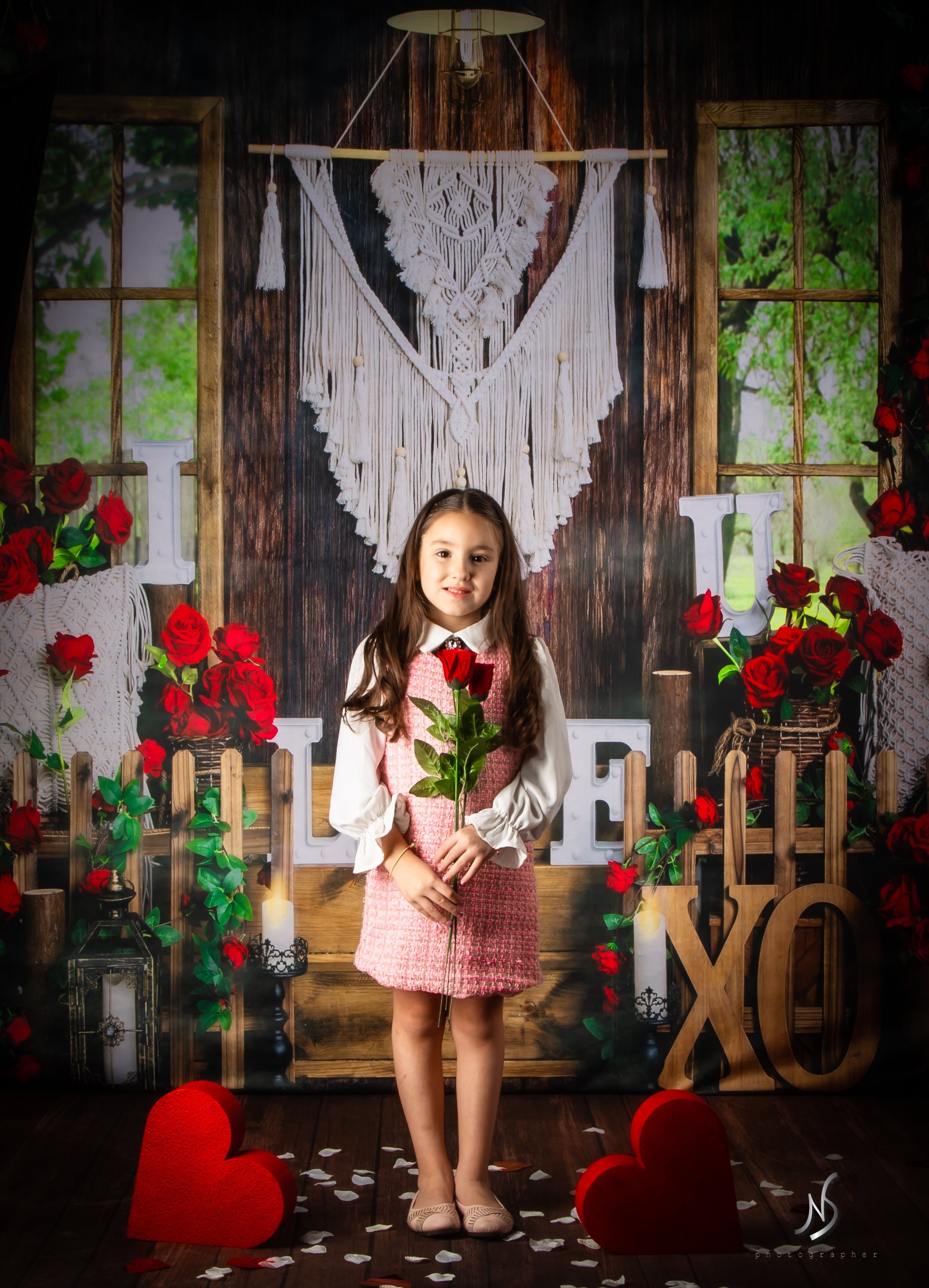 Kate Valentine's Day Backdrop Boho Spring Window Rose Designed by Emetselch - Kate Backdrop AU