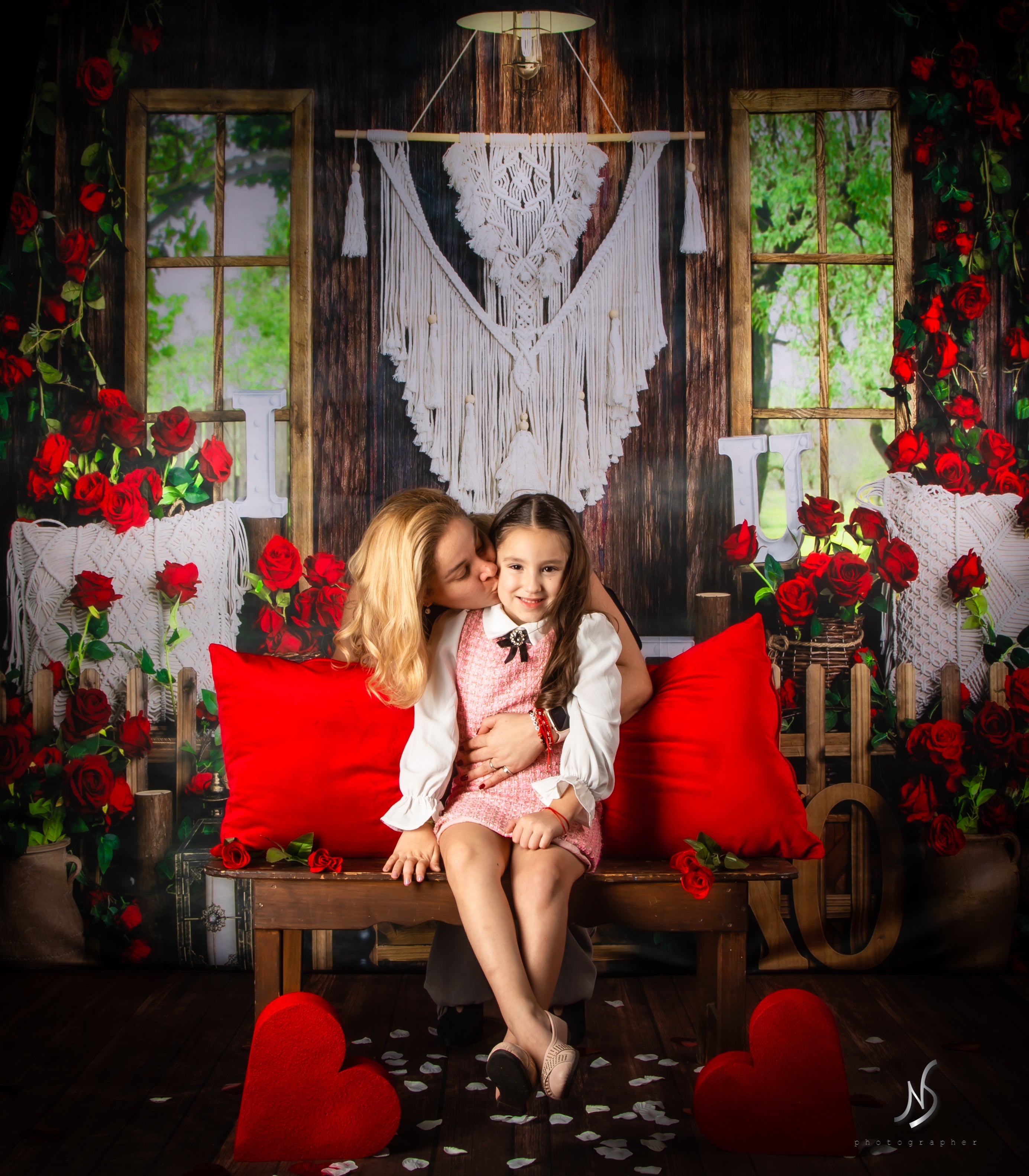 Kate Valentine's Day Backdrop Boho Spring Window Rose Designed by Emetselch - Kate Backdrop AU
