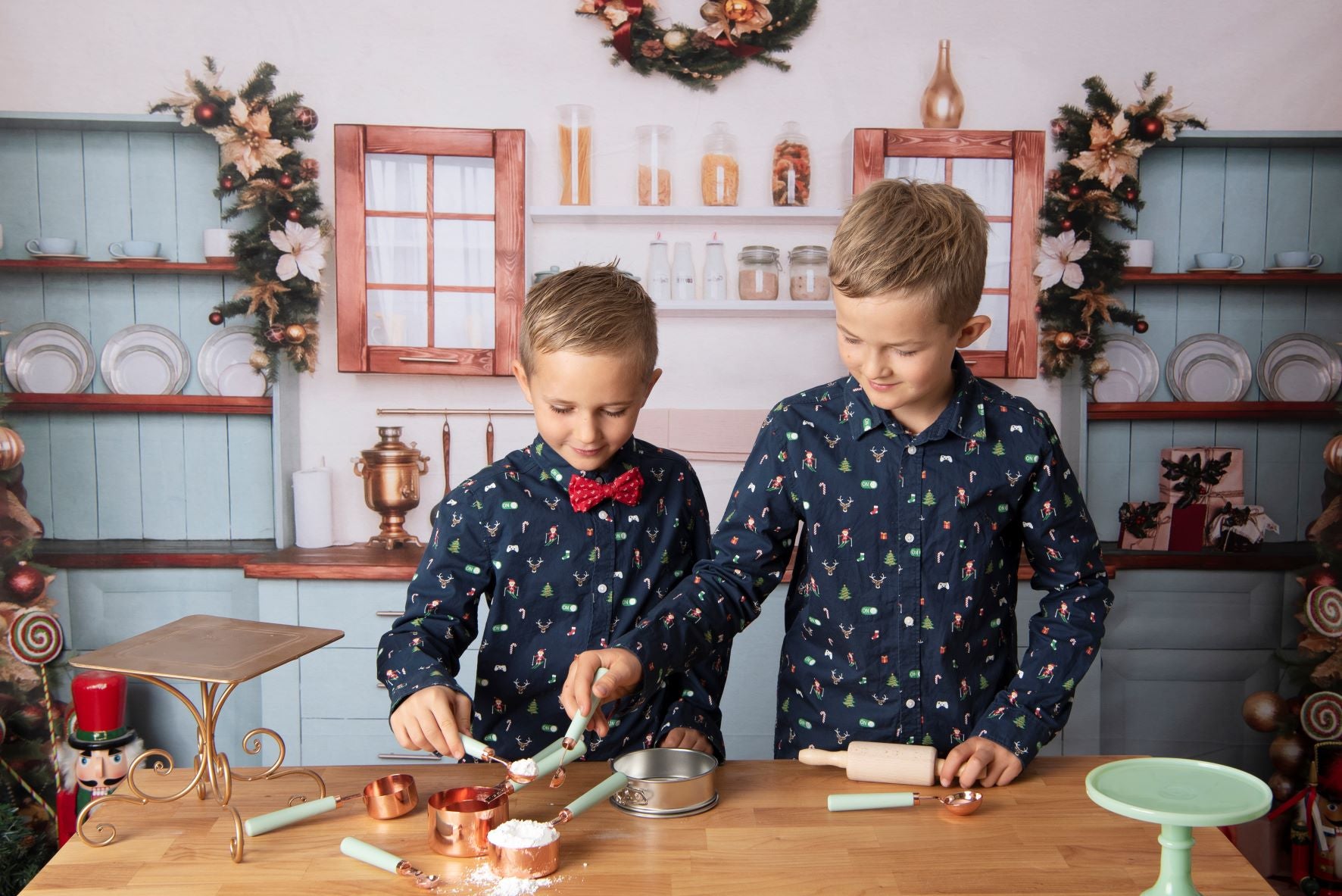 Kate Christmas Kitchen Room Backdrop for Photography